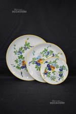 Tris Piatti Ceramica Tarvisium 16-24-28 Cm Dipinti A Mano Floreali