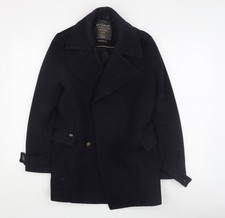 Superdry Uomo Cappotto Nero Lana Pea S - Classico Invernale