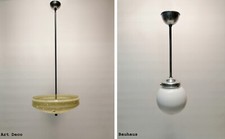 MID-CENTURY - Art Deco Glass Chandelier & Boule Bauhaus