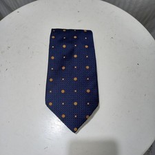 Articolo e4910 cravatta uomo Isaia blu con simboli arancioni, larghezza massima