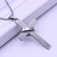 Moda inox uomo acciaio Bibbia anello croce ciondolo collana gioielli nw