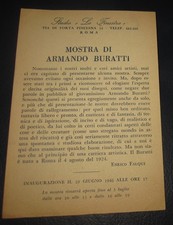 1946 Armando Buratti  Invito alla Mostra allo Studio La Finestra, Roma Raro