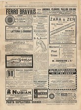Stampa antica pubblicità ZARA & ZEN Mobili Milano ecc. 1887 Old antique print