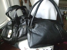 LOTTO 2 BORSA BORSETTA MANICO TRACOLLA VINTAGE NERO VERA PELLE RETRO' CERNIERA