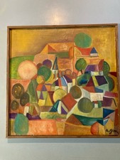 Dipinto Olio Su Tela Cubista