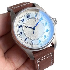 Orologio Automatico Uomo 39mm Titanio Quadrante Argento NH35 Pilot Sapphire 20Bar Subacqueo