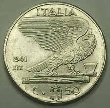 ERRORE 50 CENTESIMI 1941 VITTORIO EMANUELE III 1900- 1943