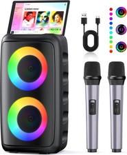 Karaoke T-08 altoparlante Bluetooth portatile con microfoni wireless