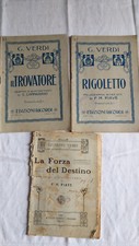 Giuseppe Verdi, lotto di 3 libretti d'Opera lirica antichi. Vedi descrizione.