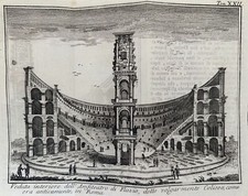 THOMAS SALMON VEDUTA INTERIORE ANFITEATRO DI FLAVIO COLOSSEO COLISEO  1759