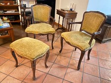 Coppia di poltrone e sgabelli Luigi Filippo in faggio fine '800