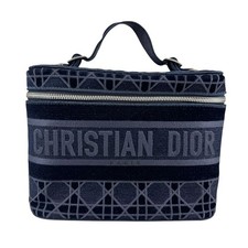 Borsa a mano Christian Dior originale Vanity Bag velluto navy/argento - z7461