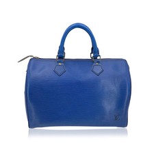 Autentica borsa a mano Louis Vuitton Toledo blu Epi in pelle Speedy Boston