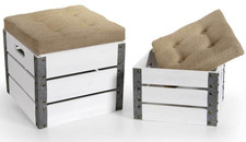 2 POUF CONTENITORE LEGNO SEDIA