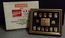 COCA COLA QUADRO IN LEGNO PINS DA COLLEZIONE OLIMPIADI USA 1992 PIN OLIMPIC GAME