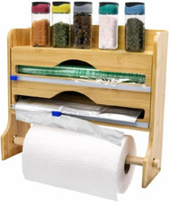 Portarotolo, Dispenser di Alluminio, Pellicola e Porta Spezie | 4 Funzioni in 1 