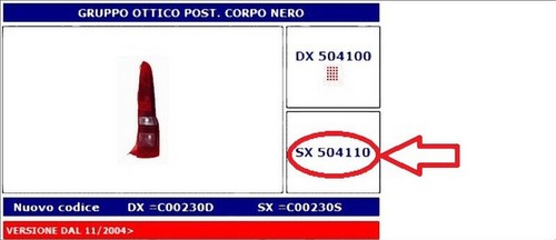 504110 fanale posteriore - 504110, sx