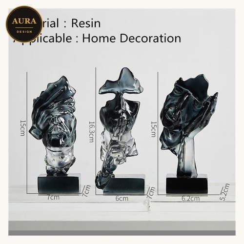 Trio sculture astratte nere - nere, su