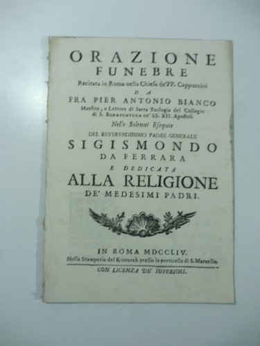 Orazione funebre recitata - , in