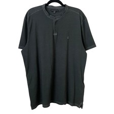 Camicia John Varvatos uomo XL grigio scuro Henley segno di pace grunge rock star USA