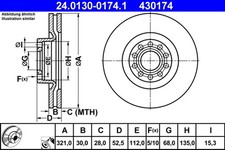 2 dischi freno ATE 24.0130-0174.1 per AUDI A6 C5 4B5 4B2 4B4 Avant 4B6 quattro