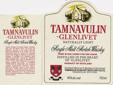 10077-ETICHETTA VINI-LIQUORI, TAMNAVULIN GLENLIVET- MALT SCOTCH WHISKY, SCOTLAND