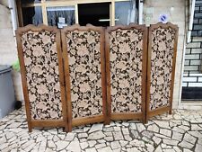 Paravento stile liberty in noce e tessuto antico