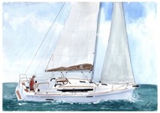 Dipinto di uno yacht Jeanneau