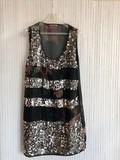 Pinko Dress Green Sequins Floral Size L
