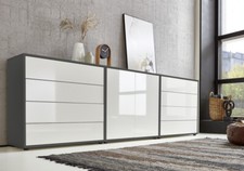 BMG Mobili Credenza Milano Set 4 Cassettiera Cassettiera in Antracite/Bianco HG