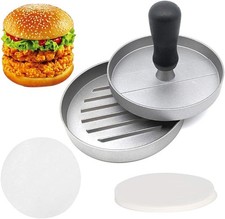 Pressa per Hamburger Stampa in Alluminio + 50 pezzi di Carta Antiaderente