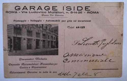 Cartolina pubblicitaria garage - pubblicitaria,