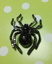 Strass nero spilla ragno - nero,