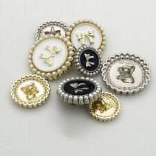 5 Pezzi Perline Bordo Fiocco Bottone Rotondo Metallo Accessorio Bordure per Coat