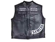 Gilet Jax Teller, gilet in pelle SOA, uomo Sons of Anarchy Redwood presidente originale