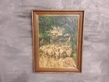 Vecchio Dipinto Ad Olio Gregge
