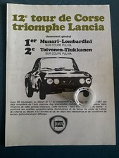 Rarissima Pubblicità Triomphe LANCIA Munari-Lombardini al 12 TOUR de CORSE 1967