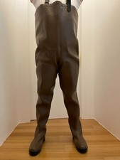 LE CHAMEAU SCAFANDRO CHEST WADERS IN GOMMA MARRONE TAGLIA 46 EU 12 UK 