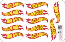 Hot Wheels loghi 3" lungo foglio di 12 adesivi decalcomanie