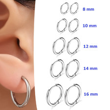 Orecchini a cerchio da uomo donna in acciaio cerchietti piccoli e grandi argento