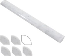 Piastrella tonda quarto marmo lucido di Carrara 1" x 12" - 6 pezzi per passamanerie eleganti