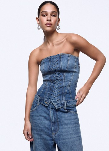 Liu denim top bustier in - denim,
