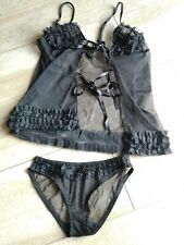 Baby Doll Sexy Pigiama Set Top Mutandine Indumenti da Notte Biancheria Pizzo 