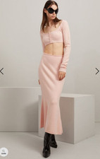 NEW Sportmax by Max Mara long cashmere skirt in pastel pink - gonna cachemire