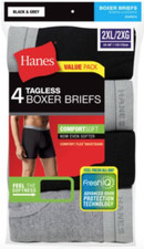 4pk Hanes TAGLESS Boxer Briefs