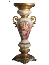 Colonna ceramica avorio e foglia oro firmata Via Veneto con decoro