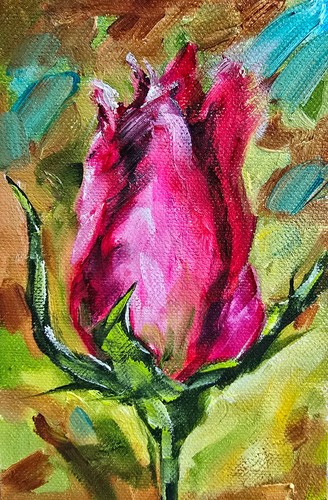 Quadro rosa rossa olio - quadro, 10x15