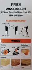 DISCO LAMA CIRCOLARE TAGLIO TRAVERSO VENA LEGNO Ø MM. 190 FORO 20 DENTI 40 CMT