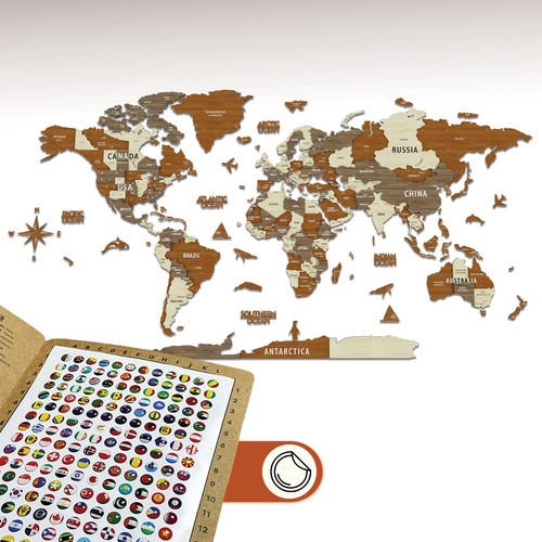 Mappa del mondo legno 3d - del,