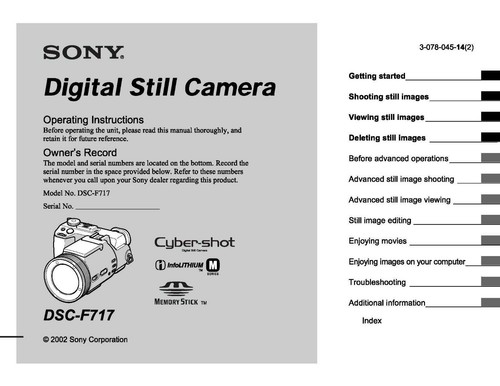 Sony cyber shot dsc f717 - sony, dsc-f717